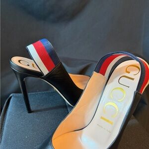 Gucci Women's Black Heels with Red and Blue Accents BNIB with Dust Bags. Size 38